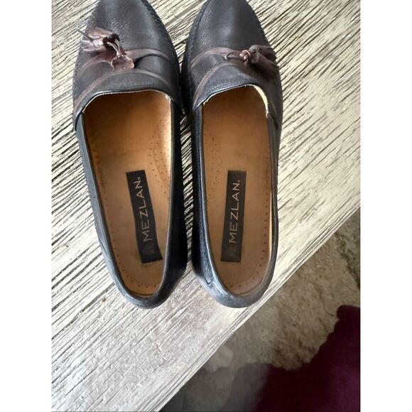 Mezlan Mauri Black & Brown Pebble Leather Tassel Loafers sz  10N EUC main image 6